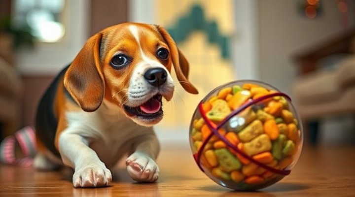 A playful dog engaging in interactive brain games