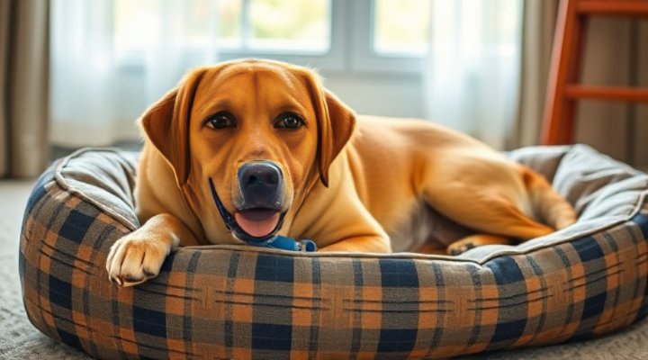 Calm dog resting after successful behavior training
