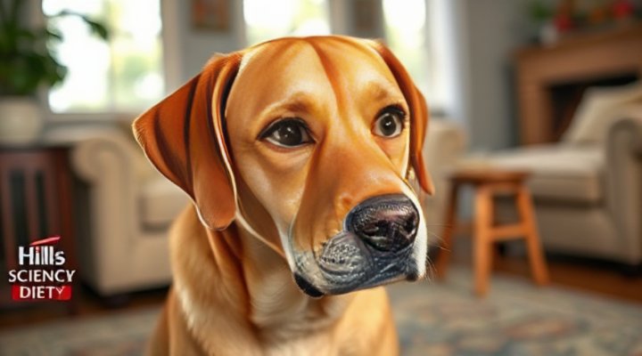 An older dog with a shiny coat and bright eyes, looking healthy and happy