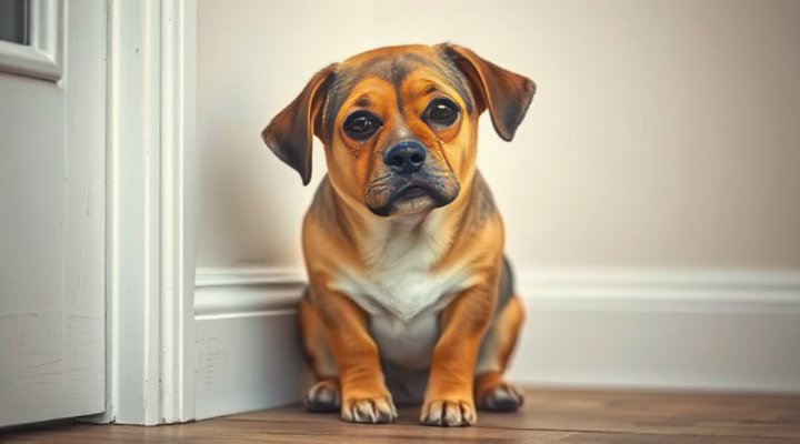 An anxious dog showing signs of behavioral issues