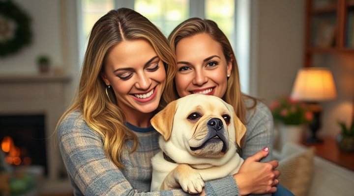 Katherine Heigl holding her dog and smiling