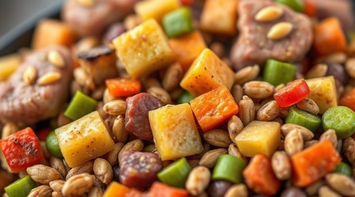 Close-up of fresh, high-quality ingredients in Pet Fresh dog food