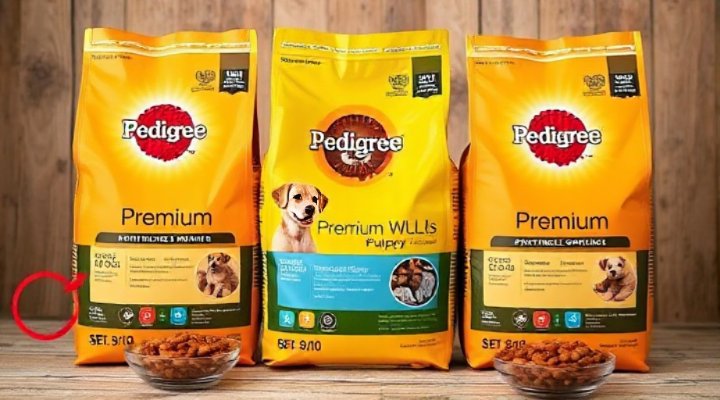 Side-by-side comparison of top pedigree puppy food brands with nutritional labels