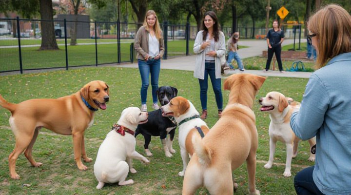 Socialization in dog training skills with multiple pets